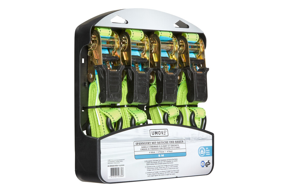 Befestigungsystem 2.5 cm x 5.00 m, Set mit 4 Spanngurten